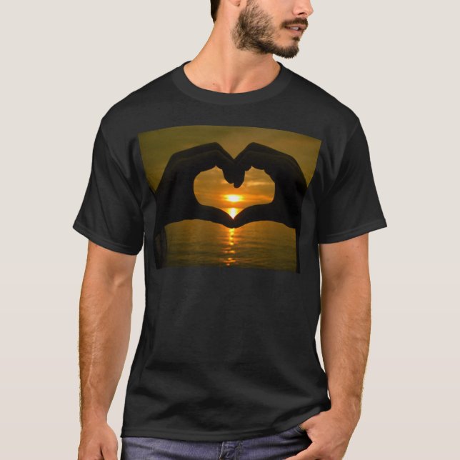 Hand Heart over Sunset T-Shirt (Front)