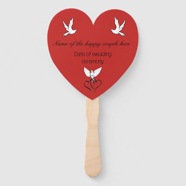 Hand Held Fan - Red Pride Wedding Keepsake Fan (Front)
