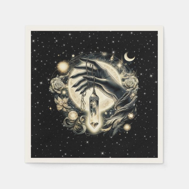 Hand Holding a Crystal under the Moonlight Napkin (Front)