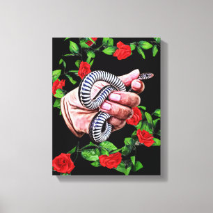 hand holding baby snake quote reptile animals art canvas print