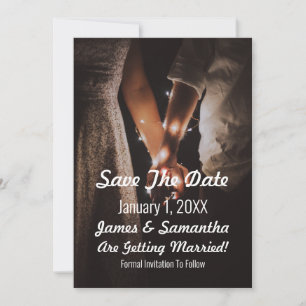 Hand-holding Christmas Lights Photo Save The Date
