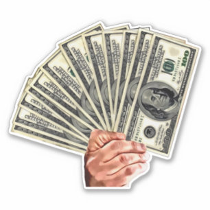 hand holding hundred dollar bills money art