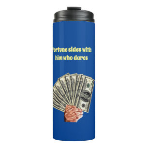 hand holding hundred dollar bills money art thermal tumbler