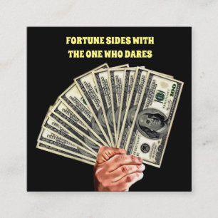 hand holding hundred dollar bills money finance square business card