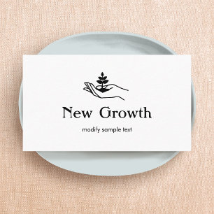 Hand Holding Leaf Plant Therapist Counseling Business Card