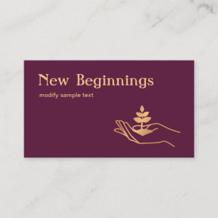 Hand Holding Leaf Plant  Wellness  Counsellor Business Card
