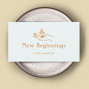 Hand Holding Leaf Plant Wellness Counsellor Business Card