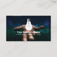 Hand Holding Light Bulb Dark business card