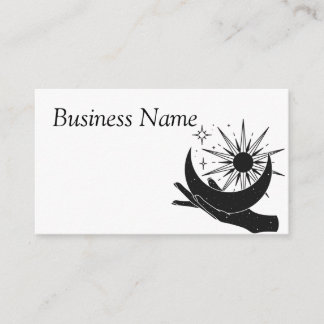 Hand holding moon and sun square business card