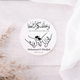 Hand Holding Quran Quote Muslim Wedding Nikah Clas Classic Round Sticker