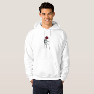 Hand Holding Rose Minimal Art Men’s Hoodie