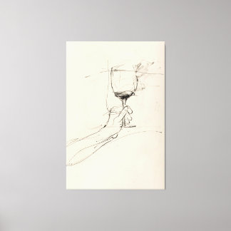 Hand Holding Wine Glass Sketch - Canvas Print