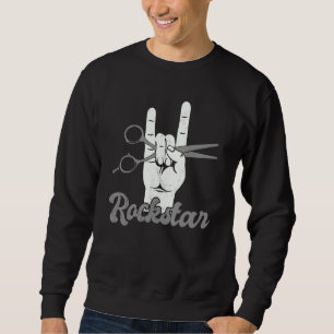 Hand horns hairdresser rockstar, funny hairstylist sweatshirt