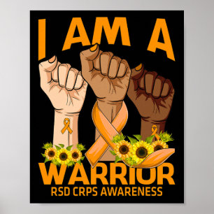 Hand I Am A Warrior RSD CRPS Awareness Sunflower Poster