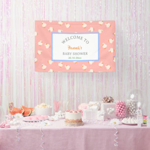 Hand Illustrated Baby Ducks Pink Baby Shower Party Banner