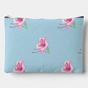 Hand illustrated Blue & Pink Flowewith Robin Scene Accessory Pouch