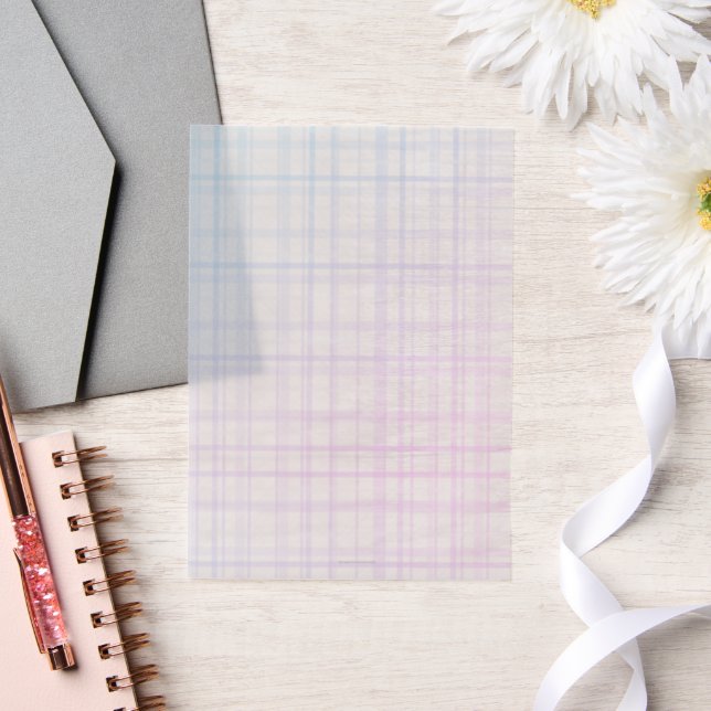 Hand illustrated blue purple plaid Vellum  Invitations (Wedding)