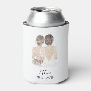 Hand Illustrated Bridesmaid Maid of honor Can Cooler