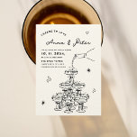 Hand-illustrated Champagne Tower Vintage Wedding Invitation<br><div class="desc">"Cheers to Love" Handwritten Champagne Tower Wedding Invitation: A Celebration of Unconventional Elegance Step into a world of unconventional elegance with our "Cheers to Love" Handwritten Champagne Tower Wedding Invitation, where tradition meets modernity in a stunning display of creativity and style. This unique invitation defies the rules of traditional wedding...</div>