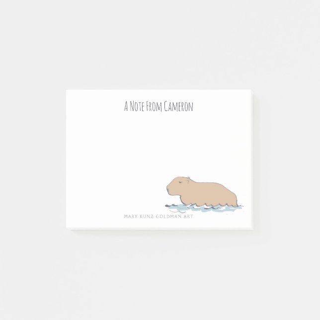 Hand-Illustrated Cute Capybara Rain Forest Animal Post-it Notes (Front)