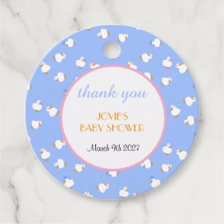 Hand Illustrated Ducks Kids Blue Baby Shower Favour Tags