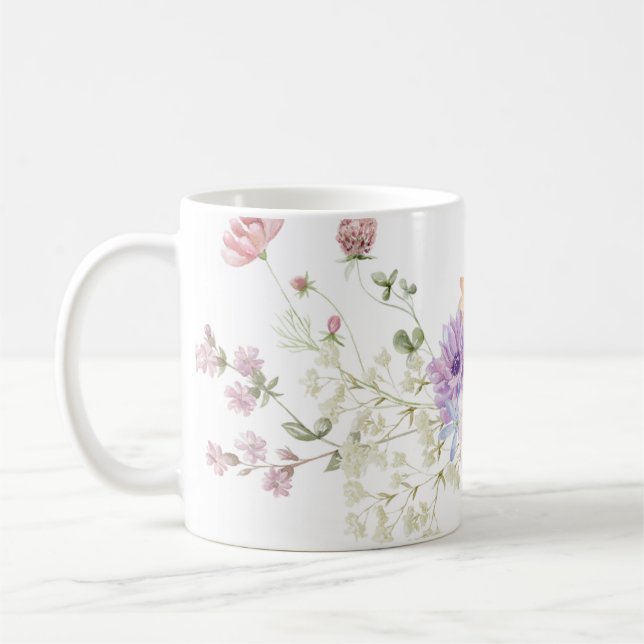 Hand Illustrated Floral Print  Coffee Mug (Left)