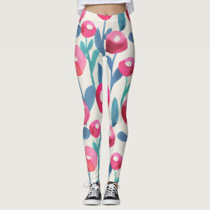 Hand-illustrated florals: watercolor texture. leggings