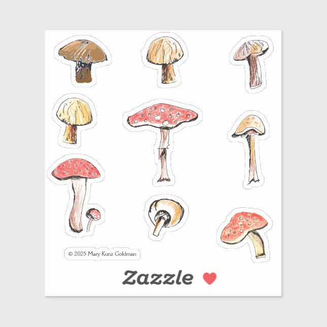 Hand-Illustrated Mushrooms Whimsical Woodland (Sheet)