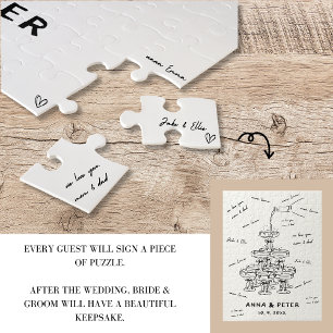 Hand-illustrated Unique Guestbook Sign Puzzle