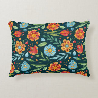 Hand-Illustrated Watercolor Flower Pattern Decorative Cushion