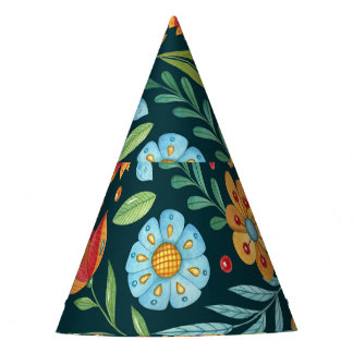 Hand-Illustrated Watercolor Flower Pattern Party Hat