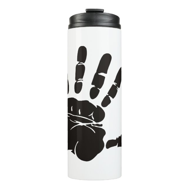 Hand Impression Black Thermal Tumbler (Front)
