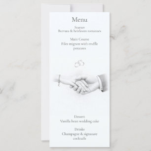 Hand in Hand Romantic Minimalist Wedding Menu Card