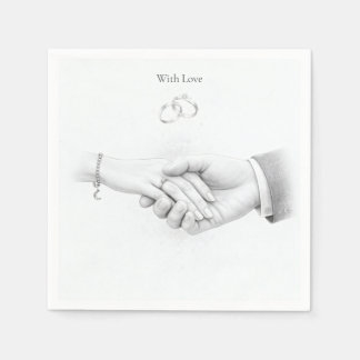 Hand in Hand Romantic Minimalist Wedding Napkin