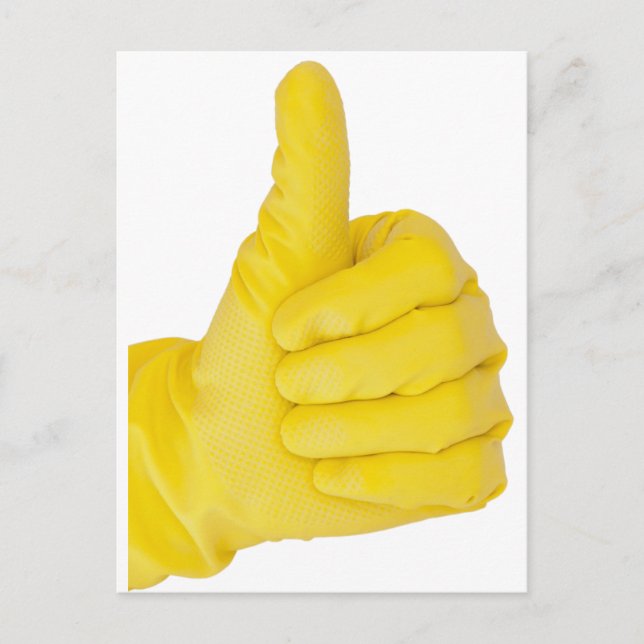 Hand in yellow latex glove postcard (Front)