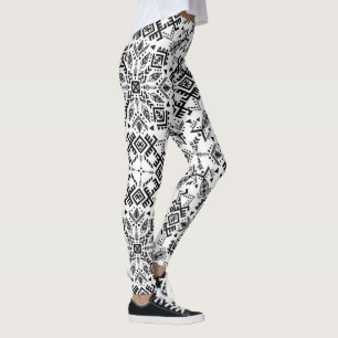 Hand-Knit Fabric Print Boho Dot Effect Leggings