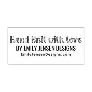 Hand Knit with Love #1 Business Name Website URL Self-inking Stamp