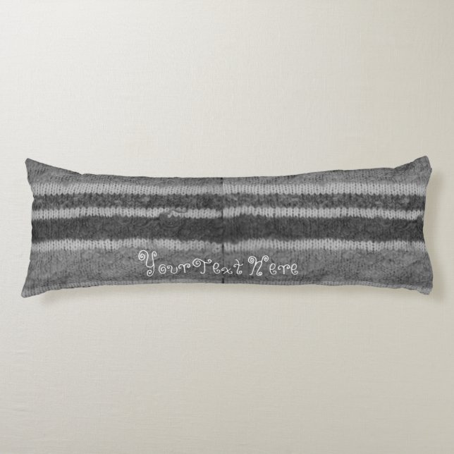 hand knitted black and white stripes body cushion (Front)