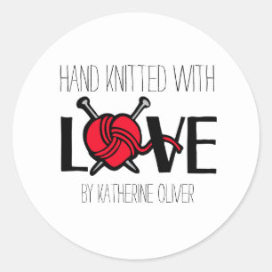 Hand knitted knitters red wool gift stickers