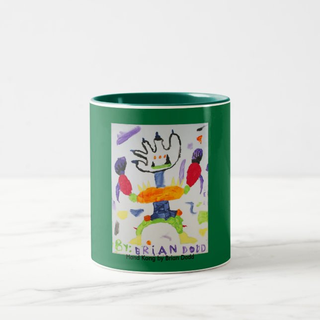 Hand Kong,by Brian Dodd Two-Tone Coffee Mug (Center)