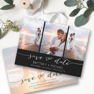 Hand Lettered 3 Image Black Save The Date