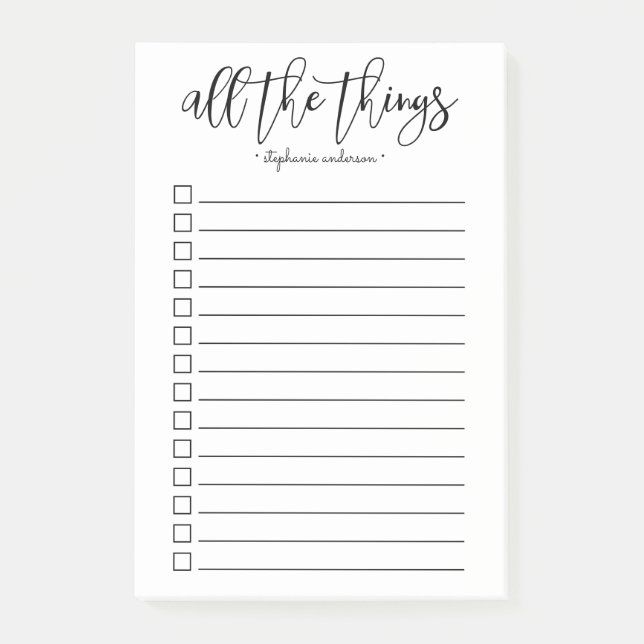 Hand-Lettered All the Things Personalised Post-it Notes (Front)