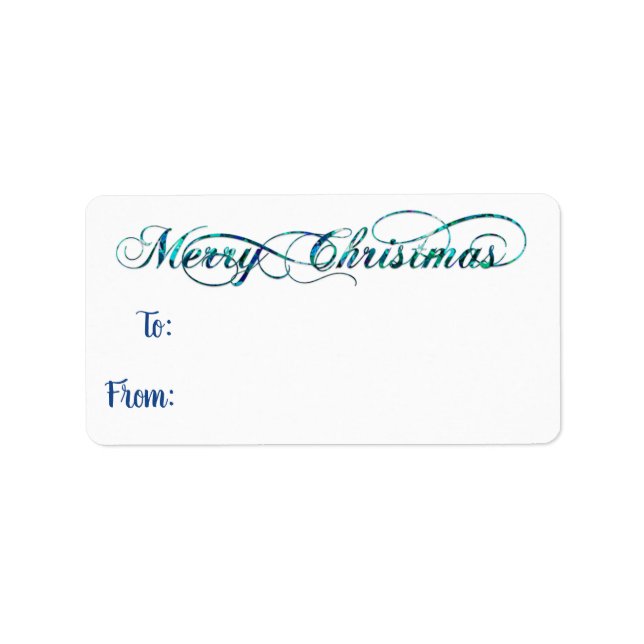 Hand Lettered Blue Navy Merry Christmas Modern Label (Front)