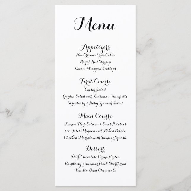 Hand Lettered Calligraphy Wedding Menu (Front)