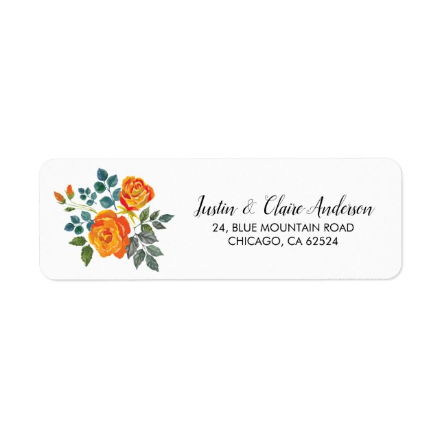 Hand Lettered Chic Floral Wedding Return Address (Front)