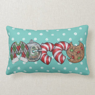 Hand lettered Christmas text Acrylic Ornament Lumbar Cushion