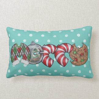 Hand lettered Christmas text Acrylic Ornament Lumbar Cushion