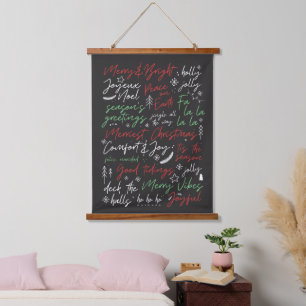 Hand-lettered Christmas Typography Hanging Tapestry