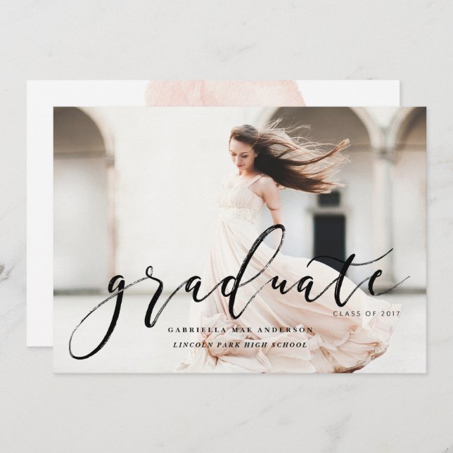 Hand Lettered CLASS OF 2017 Graduation Invitation (Front/Back)
