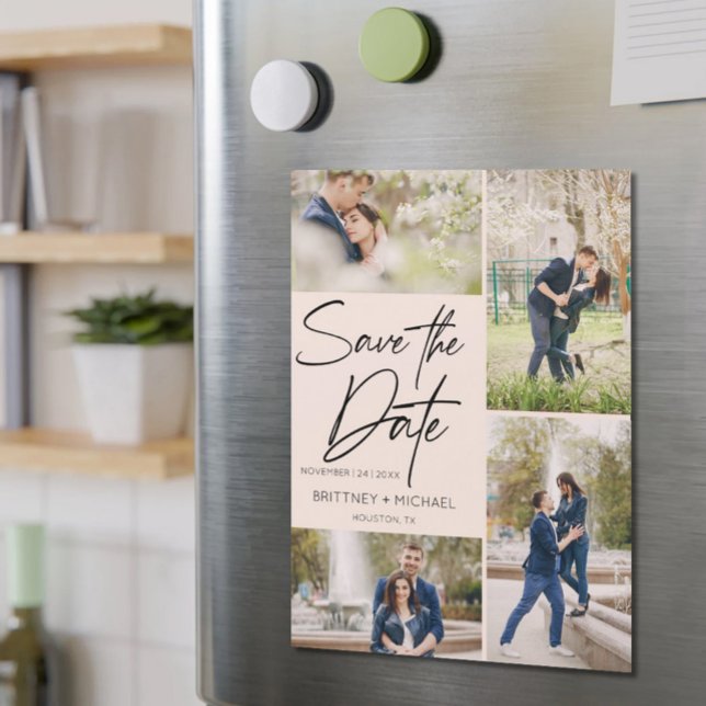 Hand Lettered Collage Save The Date Blush Pink (Creator Uploaded)